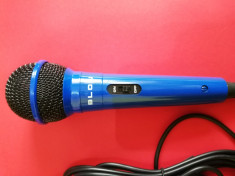 Microfon karaoke albastru cu fir lungime 3m foto