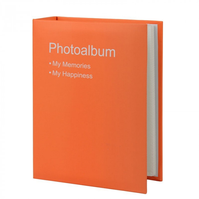 Album foto conception tip carte, format 10x15, 100 fotografii, buzunare slip-in, coperti piele ecologica culoare portocaliu MultiMark GlobalProd