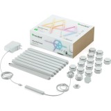 Cumpara ieftin Kit 15 Panouri luminoase Nanoleaf Lines Starter Kit, Iluminare LED RGBW, Wi-Fi, Sincronizare muzica, Compatibil cu asistenti vocali SmartElectro Intel