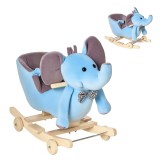 HOMCOM Balansoar pentru copii 18+ Luni cu Roți, Centură și Spătar, &icirc;n Formă de Elefant,60x35x45 cm, Albastru | Aosom Romania