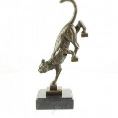 Pisica - statueta din bronz pe soclu din marmura BE-77