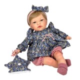Papusa Nines D&#039;Onil Celia Liberty blonda cu sunete, miros de vanilie si rochie albastra 45 cm