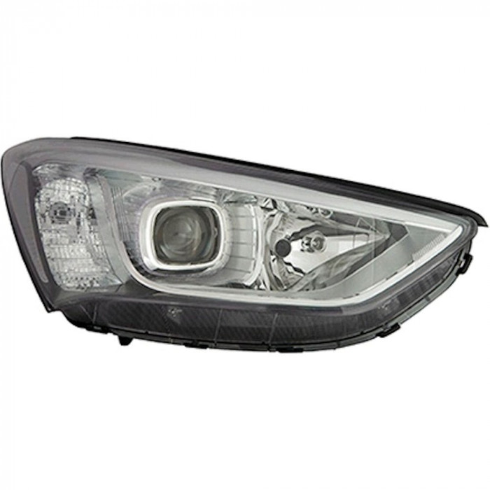 Far Hyundai Santa Fe (DM), 05.2012-10.2016, partea Dreapta, electric, tip bec D3S+H7, fara bec, fara balast, cu motoras, cu lumini de zi pe LED, TYC