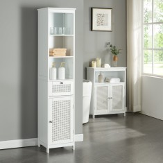 Dulap inalt baie 161x35x32cm alb [en.casa] HausGarden Leisure foto