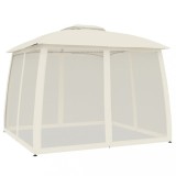 Cumpara ieftin Foisor cu acoperis dublu/pereti din plasa crem 2,93x2,93 m otel