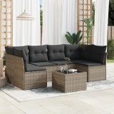 Gossi set canapele de gradina, 7 piese, cu perne, gri, poliratan
