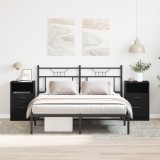Set 2 Noptiere vidaXL, Stejar Negru, 40x35x65 cm, Lemn, 2 Sertare, Moderne, Dormitor
