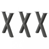 VidaXL Picioare de masă &icirc;n formă de X, 3 buc., antracit, 80x(72-73) cm, oțel
