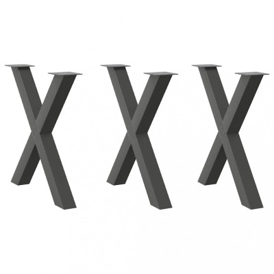 vidaXL Picioare de masă &amp;icirc;n formă de X, 3 buc., antracit, 80x(72-73) cm, oțel 4012994 foto