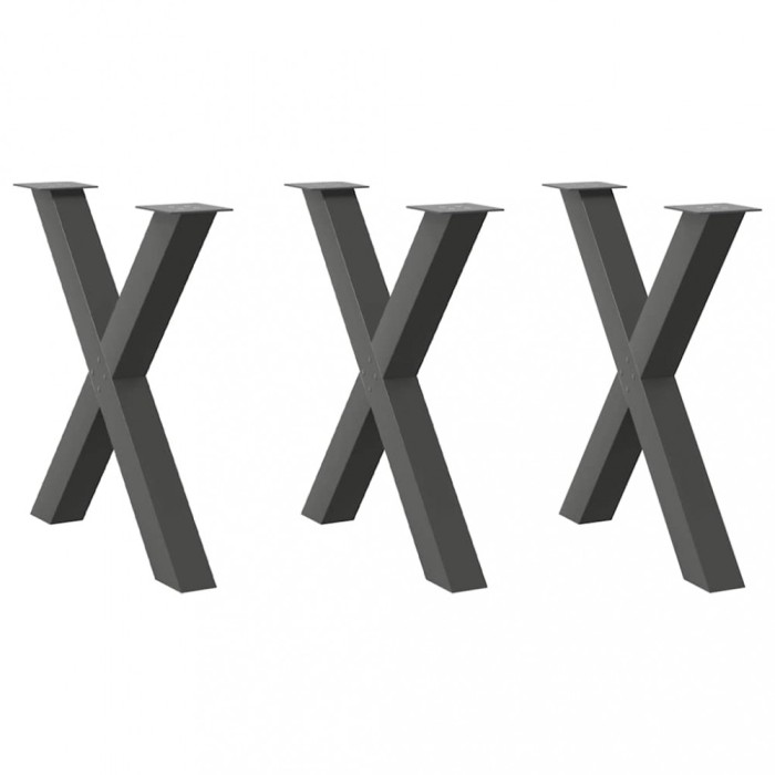 vidaXL Picioare de masă &icirc;n formă de X, 3 buc., antracit, 80x(72-73) cm, oțel 4012994