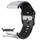 Curea hibrid piele-silicon compatibila cu Samsung Galaxy Watch8 40mm, Pearl White