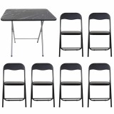 Masa plianta cu blat mdf, dimensiuni 60x80x70cm, negru (ZLN 6975) plus 6 x scaun bucatarie pliant (DSY 1115) / ZLN 6975_6S