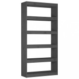 Biblioteca/Separator camera, gri, 80x30x167,4 cm lemn masiv pin