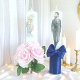 Set 2 Lumanari pentru Nunta cu Flori si Fundita - LN50