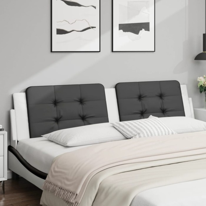 Pernă pentru tăblie pat, negru și alb, 200cm, piele artificială