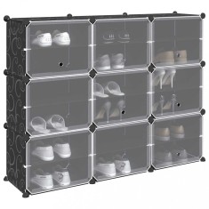 vidaXL Organizator cub de depozitare cu 9 cuburi și uși PP negru 4019577