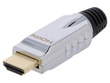 Conector HDMI Mufă Tată Aurit Drept