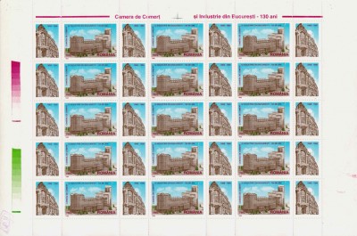 RO 1998 ,LP 1446a , &amp;quot;130 ani Camera de Comert si Ind.&amp;quot;, coala de 25 serii,MNH foto
