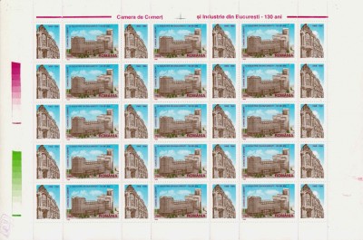 RO 1998 ,LP 1446a , &amp;quot;130 ani Camera de Comert si Ind.&amp;quot;, coala de 25 serii,MNH foto