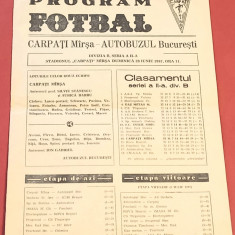 Program meci fotbal "CARPATI" MIRSA - "AUTOBUZUL" BUCURESTI (28.06.1987)