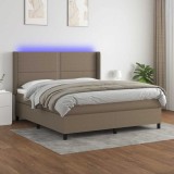 Gossi pat cu arcuri, saltea si led, gri taupe, 180x200 cm, textil