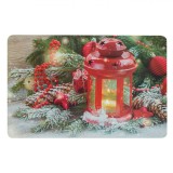 Suport Farfurie Nagel Felinar Aprins Pe Zăpadă și Brad Decorat Crăciun 43.5x28.5cm, PP, Oem