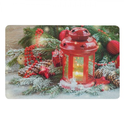 Suport Farfurie Nagel Felinar Aprins Pe Zăpadă și Brad Decorat Crăciun 43.5x28.5cm, PP foto