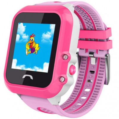 Ceas GPS Copii, iUni Kid27, Touchscreen 1.22 inch, BT, Telefon incorporat, Buton SOS, Roz foto