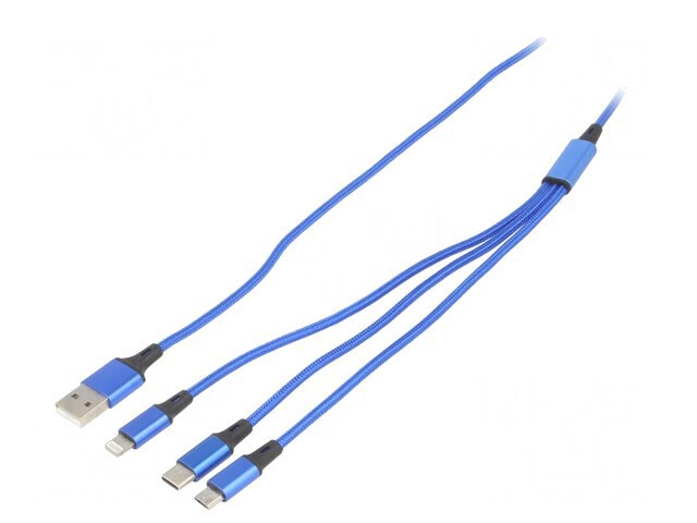 Cablu USB 2.0 1,2m Albastru Textilă