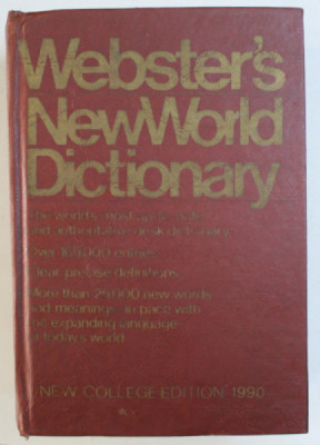 WEBSTER &amp;#039; S NEW WORLD DICTIONARY , OF THE ENGLISH LANGUAGE by DAVID B. GURALNIK , 1984 foto