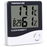 Cumpara ieftin Termometru si Higrometru cu Ceas Digital de Camera si Alarma, Afiseaza Temperatura, Umiditatea si Ora