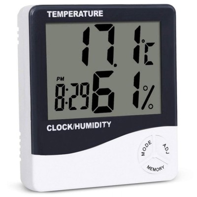 Termometru si Higrometru cu Ceas Digital de Camera si Alarma, Afiseaza Temperatura, Umiditatea si Ora foto