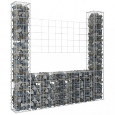 vidaXL Coș tip gabion în formă de U, 2 stâlpi, 140x20x150 cm, fier