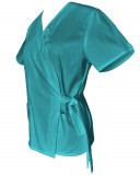 Halat Medical Pe Stil, Tip Kimono Turcoaz cu Elastan, Model Daria - 4XL