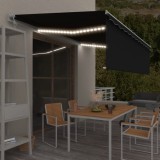 VidaXL Copertină retractabilă automat, stor&amp;LED&amp;senzor antracit, 5x3 m