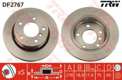 Disc frana BMW Seria 3 Touring (E46) (1999 - 2005) TRW DF2767 foto