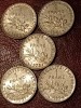 Lot 5 monede Franta: 1 franc 1960 + 1961 + 1975 + 1991 + 1999, UNC + Luciu [poze]. Discount conform descriere[10 - 20 %. Vezi descrierea.]., Europa