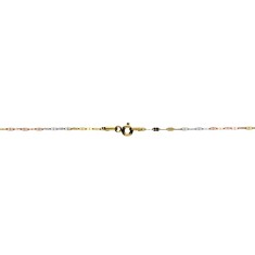 Lant din Aur 14K, lungime 45 cm, model Fantasy Chain Tricolor, inchidere cu Spring Ring