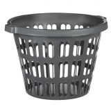 Coș Rufe Plastic, Rotund, Antracit, Capacitate 40L, Model Perforat, Cu M&acirc;nere, Oem