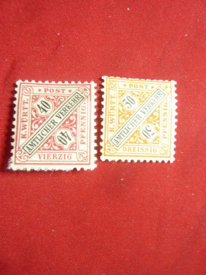 2 Timbre Taxe Cifre 1896-1902-Wurtemberg 30pf si 40pf ,sarniera foto