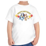 Tricou copii, aniversar, tematica Bingo si Bluey, 5 ani