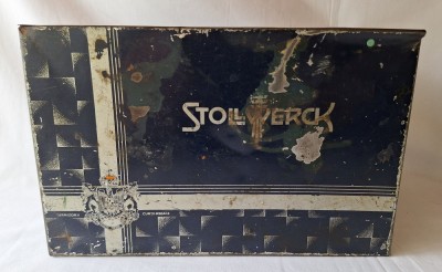 STOLLWERCK furnizorii Curtii Regale - cutie veche din tabla litografiata pt dulciuri anii 1930 Romania rara foto
