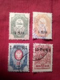 4 Timbre Rusia 1909 Posta Rusa in Levant ,supratipar valoare noua , stampilate