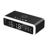 Ceas cu alarma digital Brius X7, Lumina ambientala, Afisaj LED, Incarcare wireless, Fast Charging 5W, Termometru / Temperatura, Compatibil telefoane i