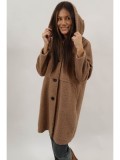 Cumpara ieftin PALTON MIDI CU GLUGA SI BUZUNARE FARA CAPTUSEALA INCHIDERE CU NASTURI JIANNA TALIE UNICA Camel