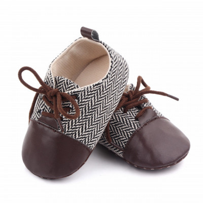 Pantofiori eleganti maro cu alb in zig zag (Marime Disponibila: 9-12 luni foto