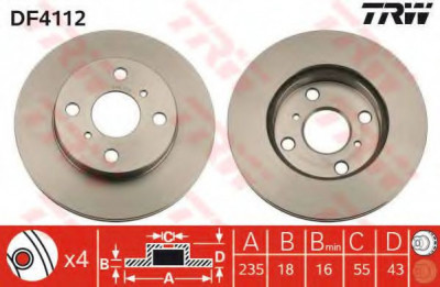 Disc frana TOYOTA YARIS (P1) (1999 - 2005) TRW DF4112 foto