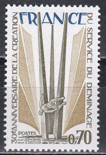 Franta 1975 - A 30-a aniversare a Serviciului de deminare, MNH