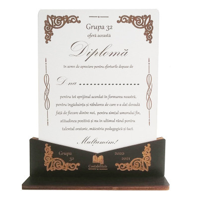 Diploma Premium Semn de Apreciere, personalizabila, lemn, 24 x 30 cm foto