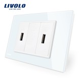 Cumpara ieftin Priza dubla USB Livolo cu rama din sticla - standard italian SmartElectro IntelligentHouse